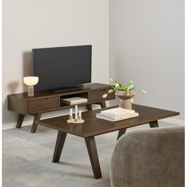 Rjava mizica v hrastovem dekorju 70x130 cm A-Line – Actona-image-1