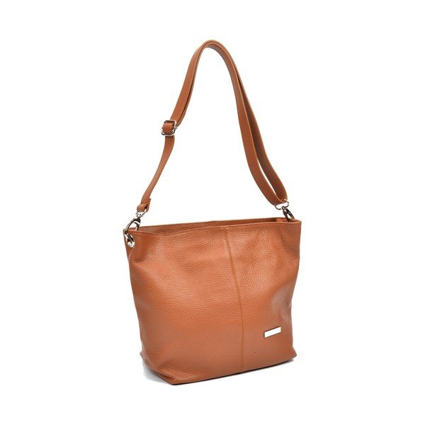 Svetlo konjak rjava usnjena torbica Luisa Vannini Ginata-image-2