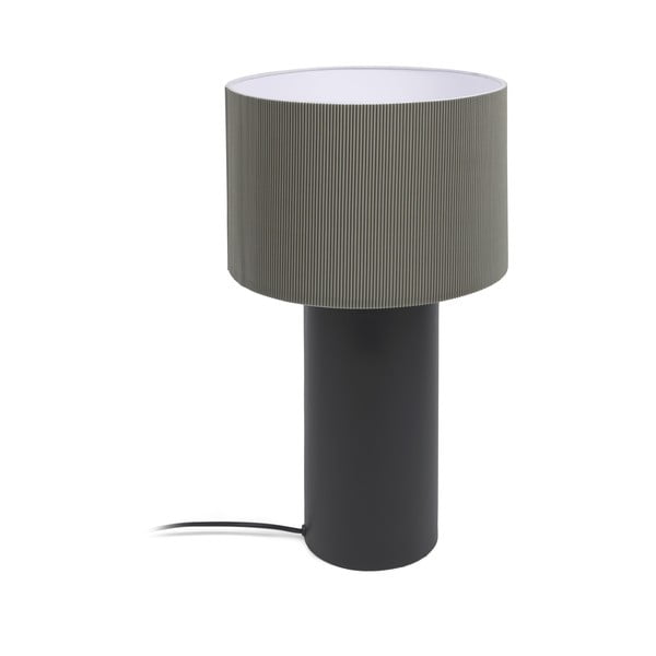 Črno-siva namizna svetilka s kovinskim senčnikom (višina 50 cm) Domicina - Kave Home