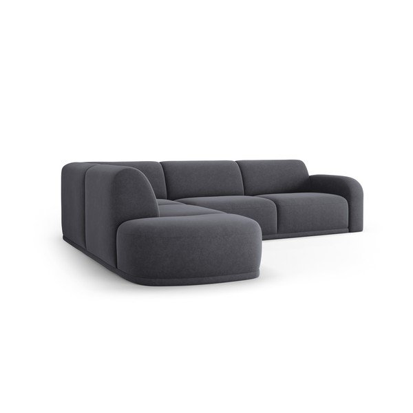 Siva žametna kotna sedežna garnitura Erin – Micadoni Home-image-3
