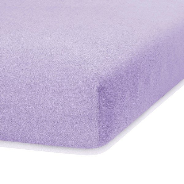 Vijolična elastična rjuha za zakonsko posteljo AmeliaHome Ruby Siesta, 180/200 x 200 cm-image-2