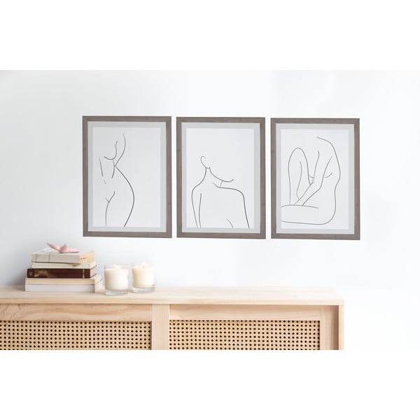 Komplet 3 stenskih slik v okvirju Surdic Body Studies, 30 x 40 cm-image-1