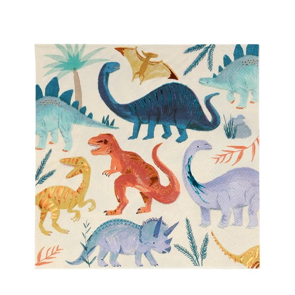 Papirnati prtički v kompletu 16 ks Dinosaur Kingdom – Meri Meri