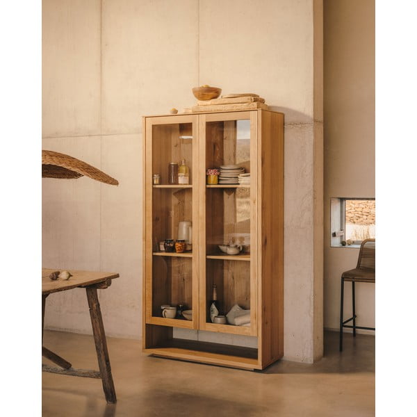 Vitrina v hrastovem dekorju 100x185 cm Alguema – Kave Home-image-1