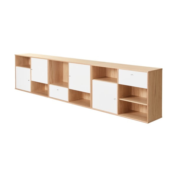 Bela nizka komoda v hrastovem dekorju 267x61 cm Mistral - Hammel Furniture-image-3