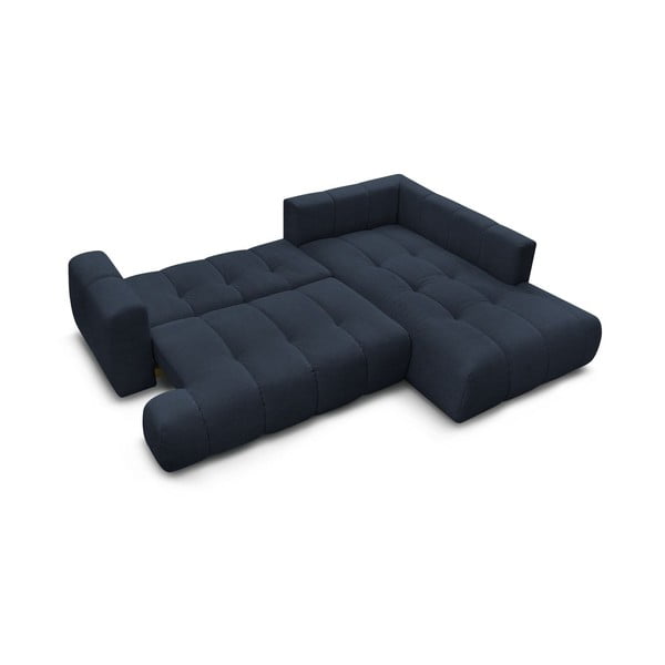 Temno modra raztegljiva/s prostorom za shranjevanje kotna sedežna garnitura (desni kot/v obliki črke L) Fuji – Bobochic Paris-image-4