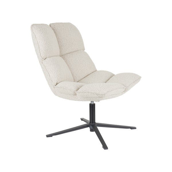 Kremno bel vrtljiv fotelj iz tkanine bouclé Bros – White Label