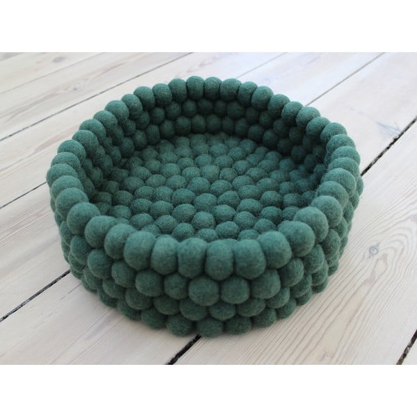 Temno zelena košara za shranjevanje iz volnenih kroglic Wooldot Ball Basket, ⌀ 28 cm