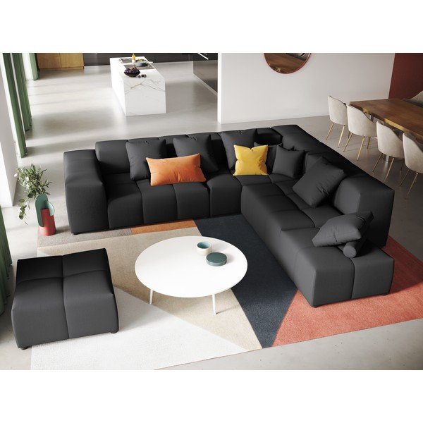 Črn kotni kavč (obojestranski) Rome - Cosmopolitan Design -image-1