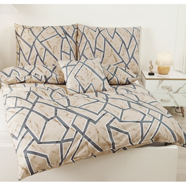 Svetlo rjava enojna 6-delna posteljnina iz mikrosatena 140x200 cm Marco – My House-image-1