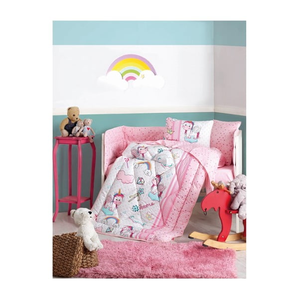 Komplet otroške bombažne posteljnine za enojno posteljo Unicorn