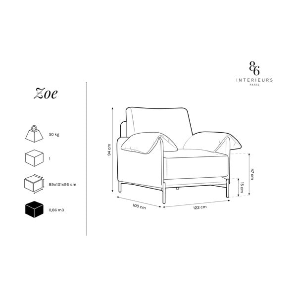 Črno-siv fotelj Interieurs 86 Zoe-image-4