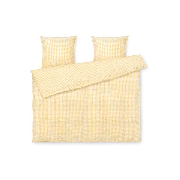 Rumena podaljšana posteljnina za zakonsko posteljo iz krepa 200x220 cm Bæk&Bølge – JUNA