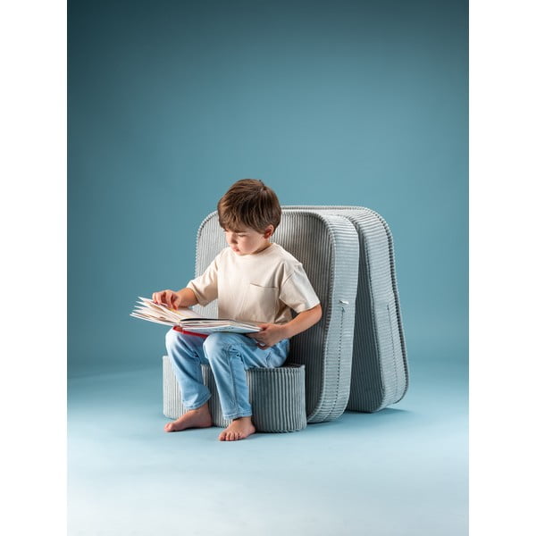 Mentolno zelen otroški fotelj iz rebrastega žameta Flip – Wigiwama-image-4