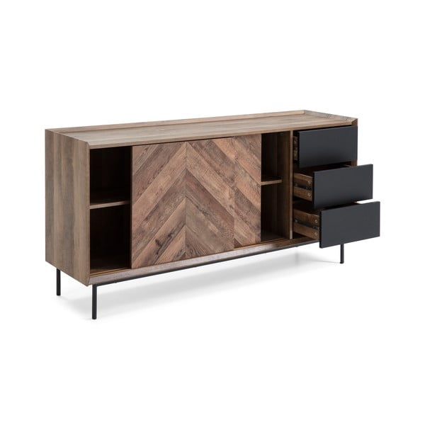 Komoda iz hrastovega lesa in črne barve Marckeric Utah-image-4