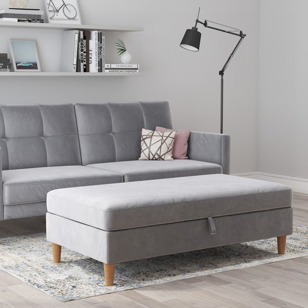 Svetlo siv žameten tabure Lilly – Støraa-image-3