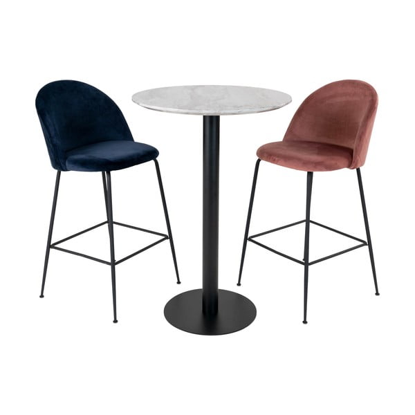 Okrogla barska miza z mizno ploščo v marmornem dekorju ø 70 cm Bolzano – House Nordic-image-4