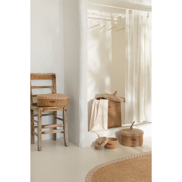 Bež tekstilna škatla za shranjevanje s pokrovom 36x45x50 cm – Mioli Decor-image-1