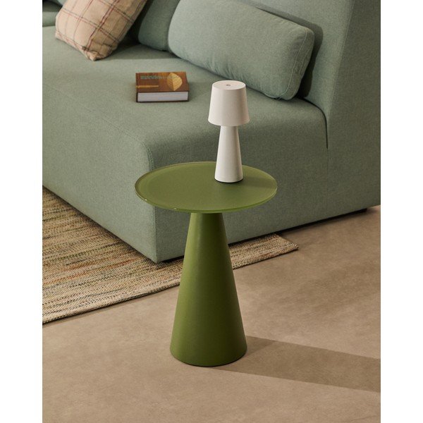 Okrogla stranska mizica s stekleno mizno ploščo ø 35 cm Wilshire – Kave Home-image-1