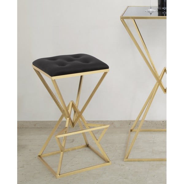 Črn/v zlati barvi oblazinjen barsko stol (višina sedeža 75 cm) Piramid – Mauro Ferretti-image-3