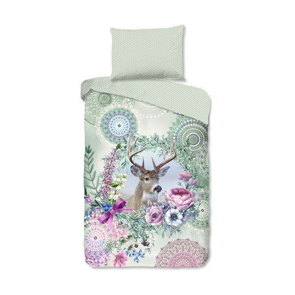 Zelena enojna flanelna posteljnina 140x200 cm Romini – HIP