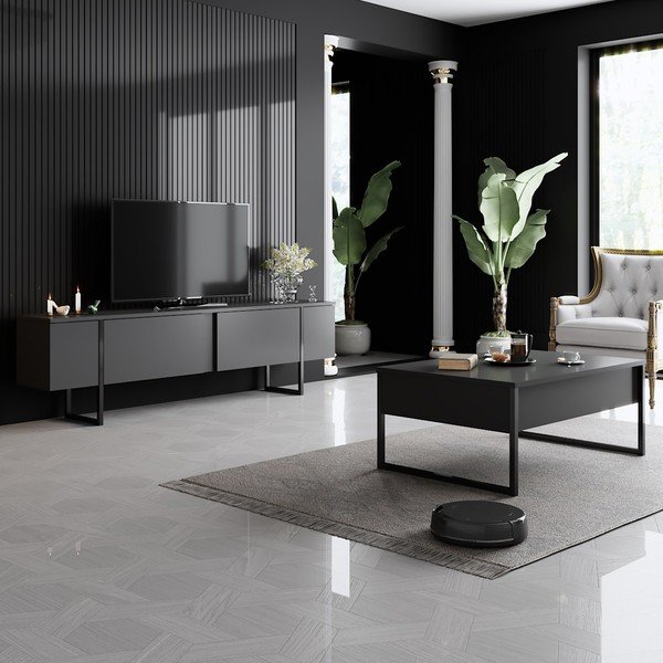 Antracitno siva TV omarica 180x30 cm Luxe – Kalune Design-image-4