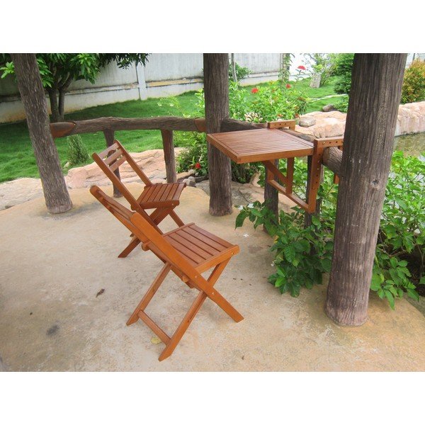 Komplet 2 stolov in viseče mize iz evkaliptusovega lesa Garden Pleasure Balcony Berkeley -image-1