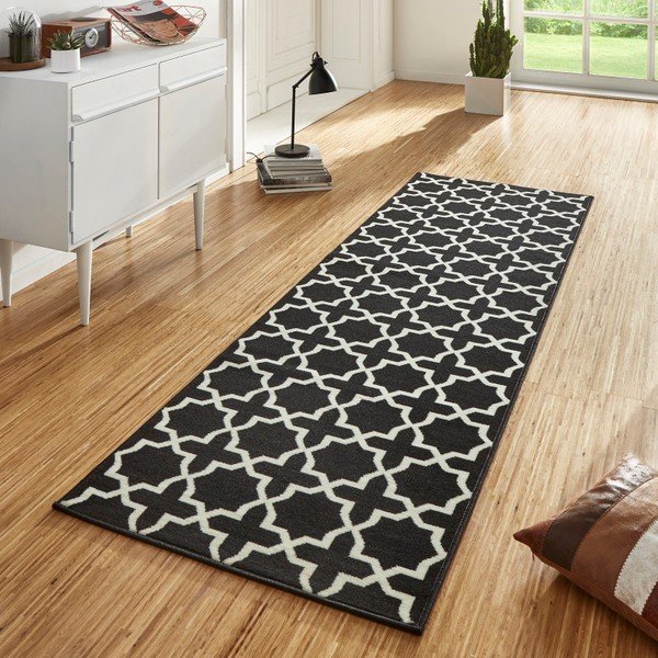 Črn tekač z belimi detajli Hanse Home Basic Glam, 80 x 200 cm-image-1
