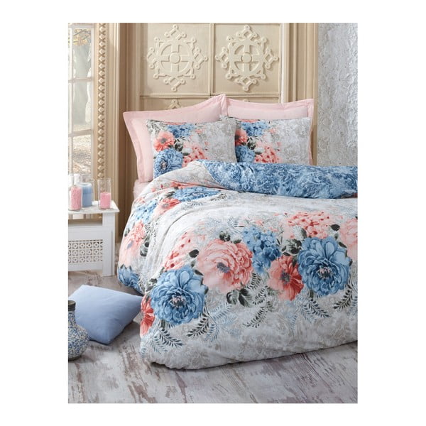 Posteljno perilo za eno posteljo z bombažno rjuho Floralista, 160 x 220 cm