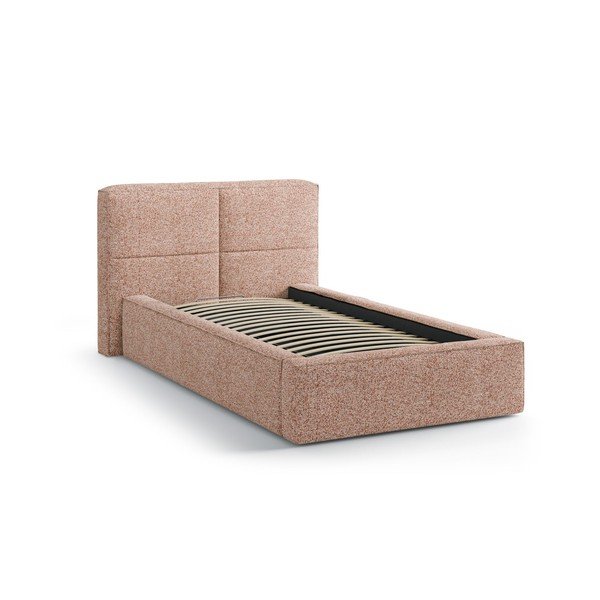 Rožnata oblazinjena postelja s prostorom za shranjevanje z letvenim dnom 90x200 cm Darren – Micadoni -image-2