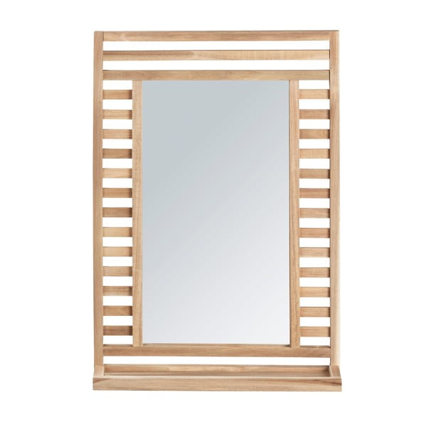 Stensko ogledalo s polico z lesenim okvirjem 50x70 cm Acina – Wenko