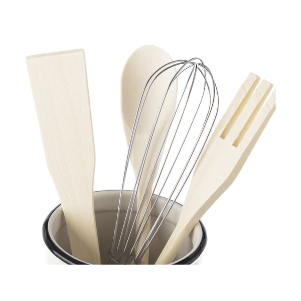 Komplet bambusovih kuhinjskih pripomočkov 4 kos s stojalom - Casa Selección-image-1