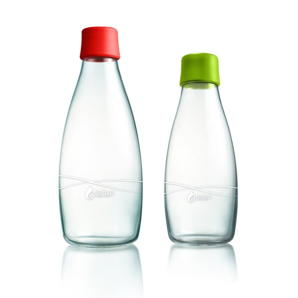 Komplet dveh steklenic ReTap - rdeča in zelena