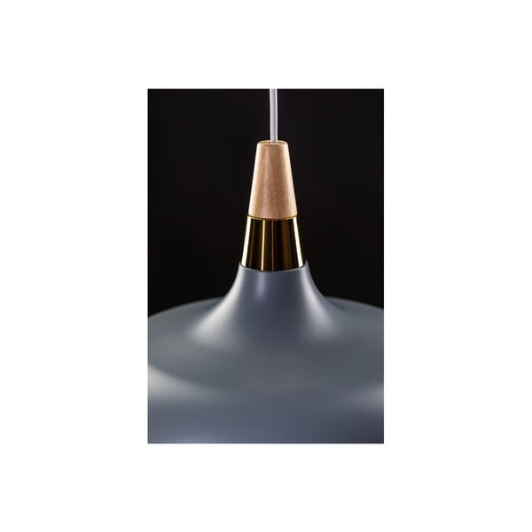 Siva viseča svetilka z lesenim in kovinskim senčilom Skandi – GTV-image-1