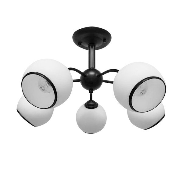 Črno-bela stropna svetilka s steklenim senčilom 56x56 cm Marinen – Candellux Lighting