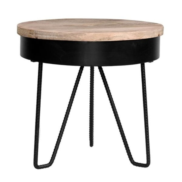 Črna stranska mizica z lesenim vrhom LABEL51 Saran
