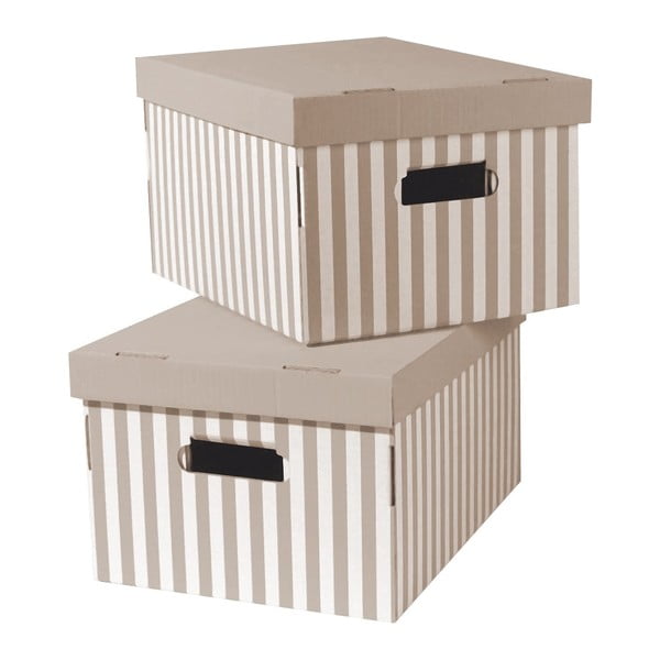 Kartonaste škatle za shranjevanje s pokrovom v kompletu 2 ks Stripes – Compactor