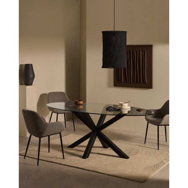 Jedilna miza s stekleno mizno ploščo 100x200 cm Argo – Kave Home-image-1