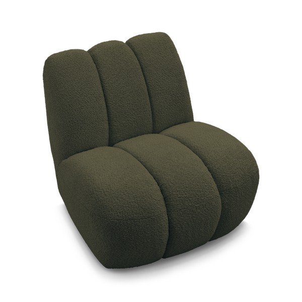 Zelen fotelj iz tkanine bouclé Janissaire – Bobochic Paris-image-4
