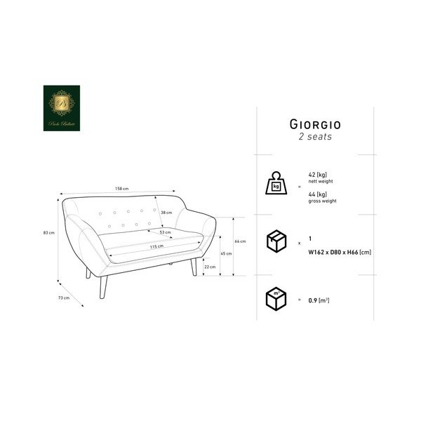 Roza dvosed Mazzini Sofas Amelie-image-1