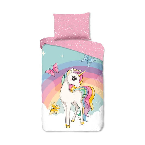 Rožnata enojna bombažna otroška posteljnina 140x200 cm Dash – Good Morning