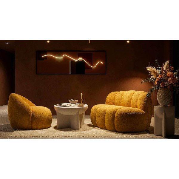 Gorčično rumen fotelj iz tkanine bouclé Ginerva – Mauro Ferretti-image-1