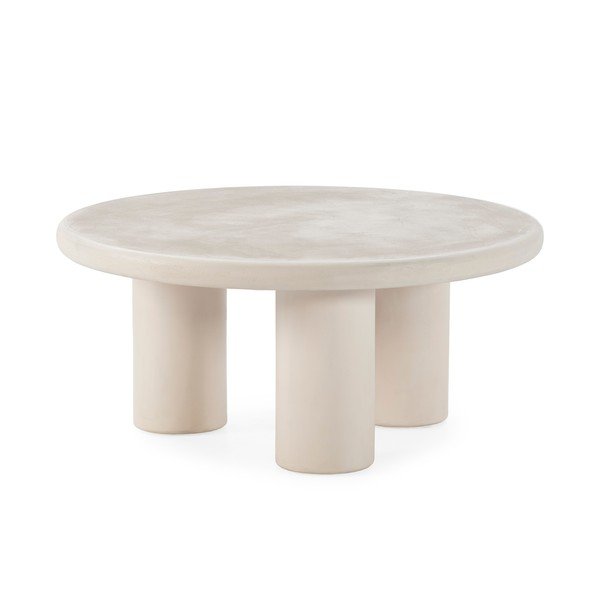 Kremno bela okrogla klubska mizica v kamnitem dekorju ø 80 cm Iriel – MOME-image-2