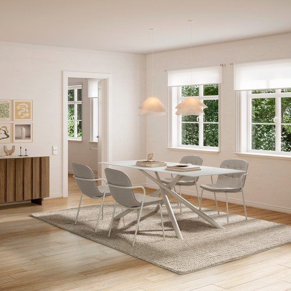 Bež oblazinjen jedilni stol z nasloni za roke Angie – Marckeric-image-1