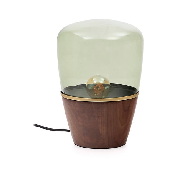 Zelena/v temni naravni barvi namizna svetilka s steklenim senčilom (višina 30 cm) Silex – Kave Home