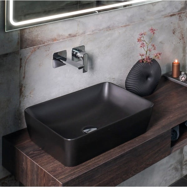 Mat črna vgrajena armatura za umivalnik (1 izhod) Pax – Sapho-image-1