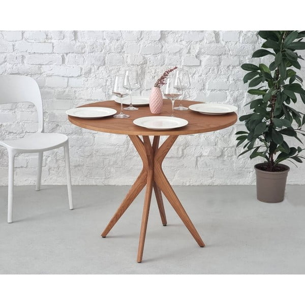 Okrogla jedilna miza z mizno ploščo v jesenovem dekorju ø 70 cm Jubi – Ragaba-image-1