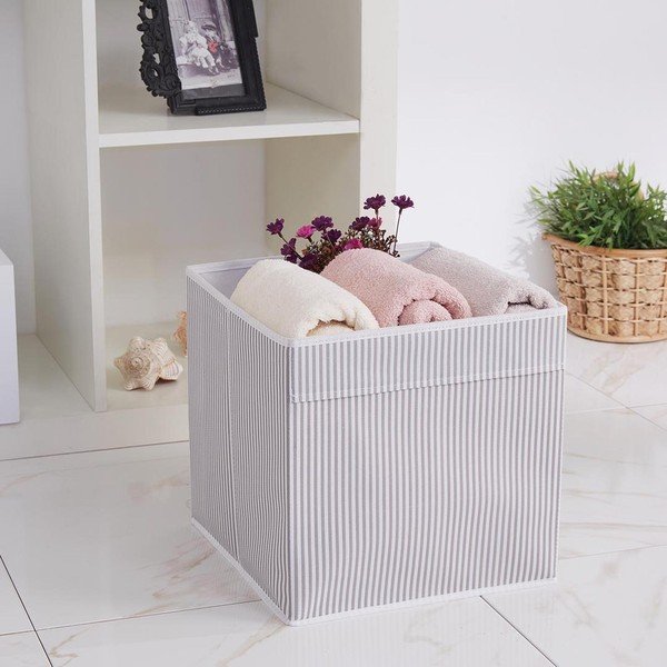 Siva tekstilna škatla za shranjevanje 30x30x30 cm – Mioli Decor-image-1