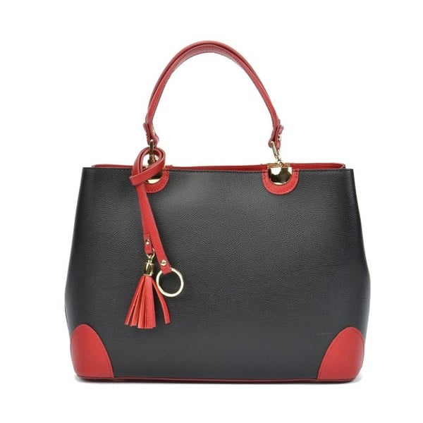 Črna usnjena torbica z rdečimi detajli Isabella Rhea Mismo