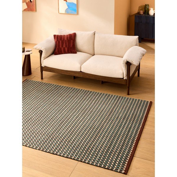 Zelenomodra ročno tkana preproga iz mešanice volne 200x290 cm Ember – MADE-image-1